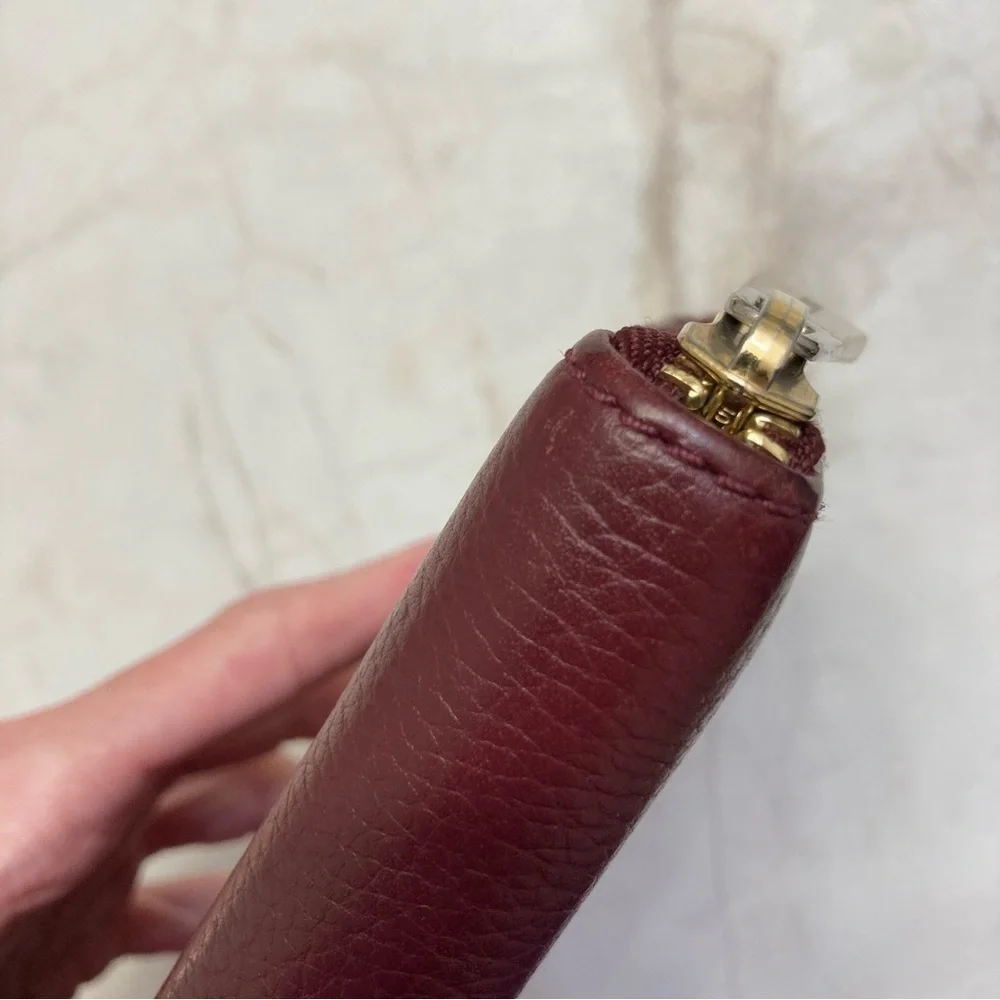 Michael kors burgundy red leather long zipper clutch wallet